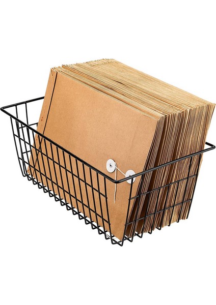 2'li Paket Tel Saklama Sepetleri, Çiftlik Evi Metal Tel Sepet (Siyah) (Yurt Dışından) fırsatları