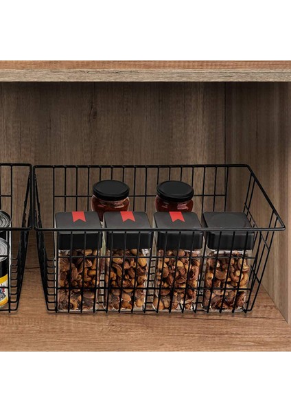 2'li Paket Tel Saklama Sepetleri, Çiftlik Evi Metal Tel Sepet (Siyah) (Yurt Dışından) indirimleri
