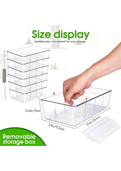 6'lı Buzdolabı Saklama Organizatör Kutusu Seti - 3 Bölmeli Çıkarılabilir, Baharatlı Kiler Için Şeffaf Snack Organizatör (Yurt Dışından) fırsatları
