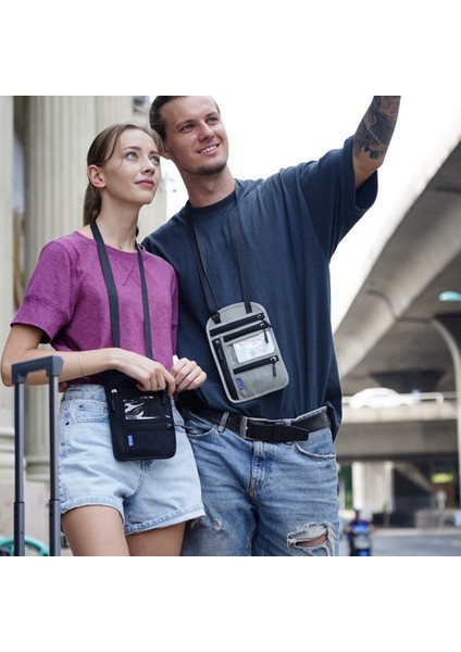 Seyahat Boyun Cüzdan Kılıfı Rfıd Engelleme Pasaport Kapağı Tutucu Belge Organizatörü Kart Cep Telefonu Çantası D (Yurt Dışından) fırsatları