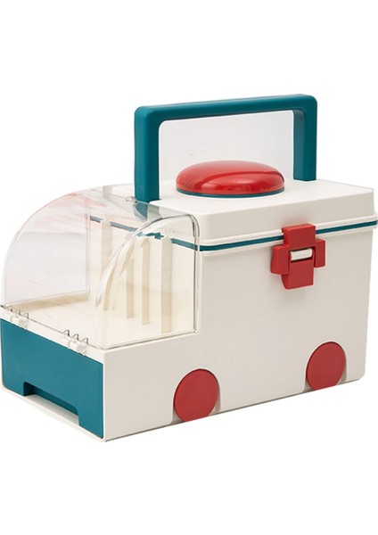 Saklama Kutusu Sevimli Büyük Kapasiteli Ilaç Kutusu Ev Ilaç Kutusu Ofis Masaüstü Organizatör Yeşil ve Beyaz (Yurt Dışından)