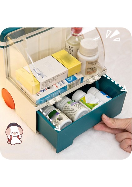 Saklama Kutusu Sevimli Büyük Kapasiteli Ilaç Kutusu Ev Ilaç Kutusu Ofis Masaüstü Organizatör Yeşil ve Beyaz (Yurt Dışından) fırsatları