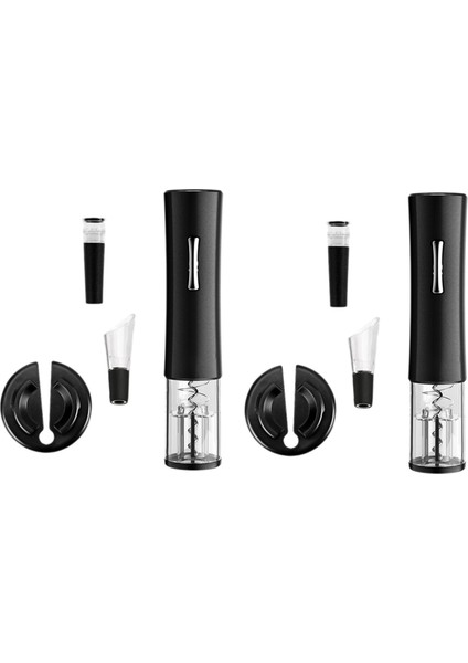 2x Akıllı Elektrikli Şarap Açacağı Tirbuşon Akülü Otomatik Tirbuşon Şarap Şişe Açacakları Kuru Pil Mutfak Aracı Siyah (Yurt Dışından)