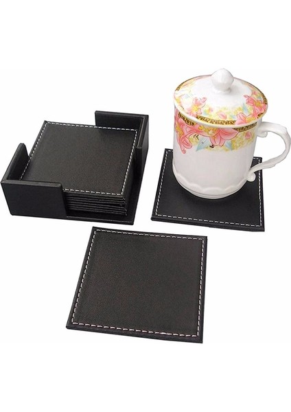 Bardak Altlıkları Seti Bardak Servis Altlığı Bardak Altlığı Tutuculu Kahve Içecek Servis Altlığı Kare Siyah Için Basit Stil (Yurt Dışından) fırsatları