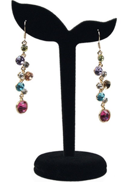 Kadife Küpe Teşhir Standı Sahne Saplama Küpe Tutucu Rafı (Siyah) (Yurt Dışından)