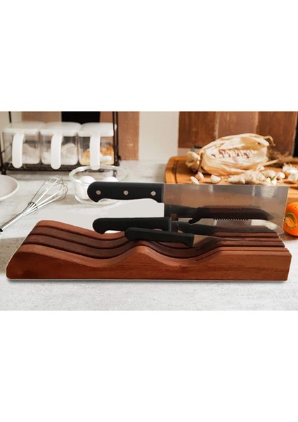 Abanoz Ahşap Bıçak Bloğu Tutucu, Çekmece Içi Bıçak Çekmece Organizatör Bıçak Depolama Rafı Ev ve Ev Için Mükemmel (Yurt Dışından) indirimleri