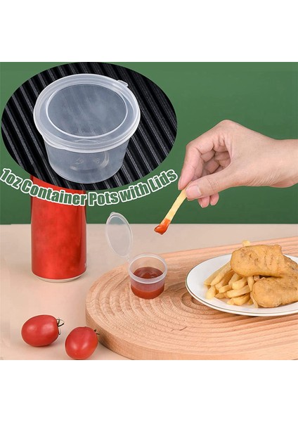 100 x 1oz Yuvarlak Yemek Kabı Kapaklı Tencereler, Menteşeli Sos Tencereleri (Yurt Dışından) indirimleri