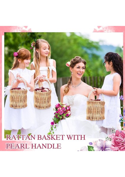 2 Adet Hasır Düğün Çiçek Kız Sepetleri Inci Hasır Rattan El Dokuma Sepet Hasır Sepet Saplı Saman (Yurt Dışından) fırsatları