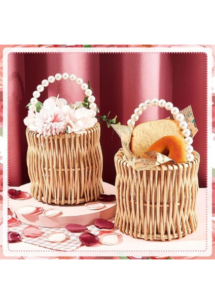 2 Adet Hasır Düğün Çiçek Kız Sepetleri Inci Hasır Rattan El Dokuma Sepet Hasır Sepet Saplı Saman (Yurt Dışından) indirimleri