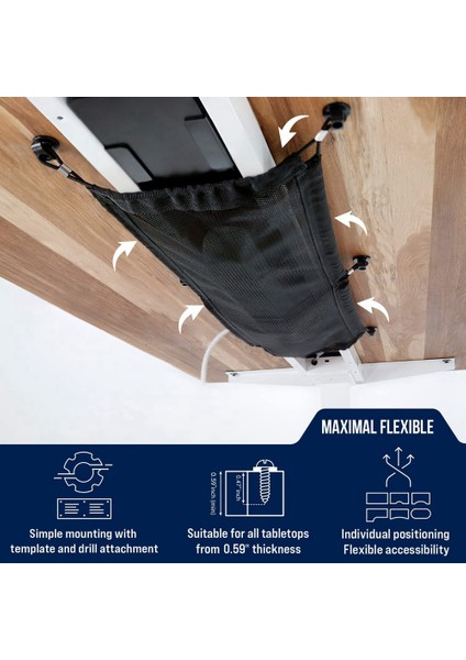 Stand Masası Için Masa Altı Kablo Yönetim Ağı, Mesh Kablo Yöneticisi (Yurt Dışından) indirimleri