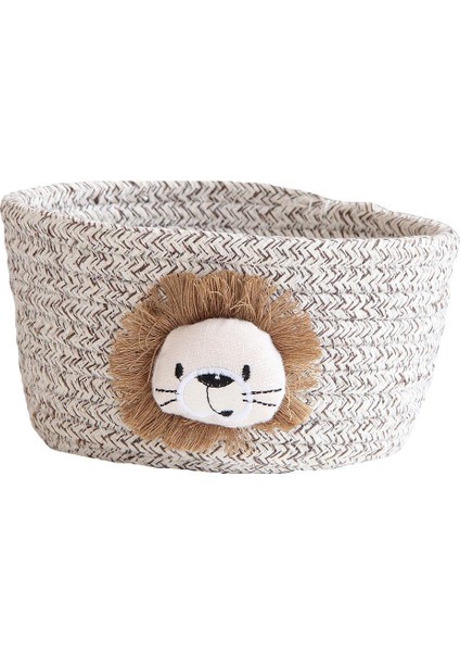 Karikatür Hayvanlar Dokuma Depolama Sepeti Masaüstü Organizatör Çeşitli Eşyalar Saklama Kutusu Çamaşır Sepetleri - Kahverengi Aslan (Yurt Dışından)