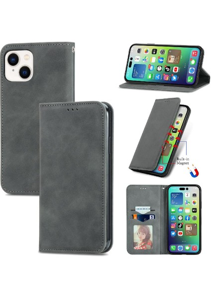 Iphone 14 Için Kılıf Artı Cüzdan Kapak Çevirin Basit Iş Darbeye Vaka (Yurt Dışından)
