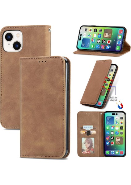 Iphone 14 Için Kılıf Artı Cüzdan Kapak Çevirin Basit Iş Darbeye Vaka (Yurt Dışından)