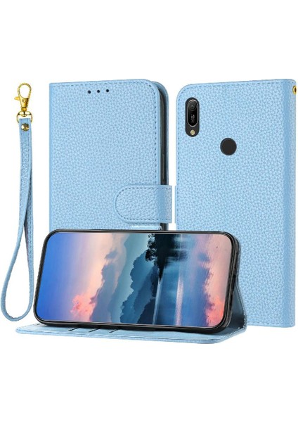 Telefon Kılıfı Için Huawei Y6 2019 Litchi Desen Kart Yuvaları Tutucu Pu Deri (Yurt Dışından)