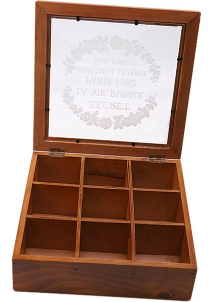 9 Bölmeli Ahşap Kutu Bölmeli Konteyner 24 x 24 x 7cm - Ahşap Rengi (Yurt Dışından) fırsatları