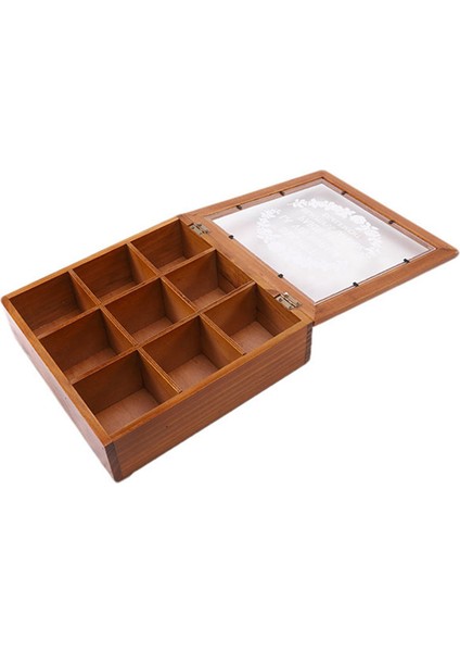 9 Bölmeli Ahşap Kutu Bölmeli Konteyner 24 x 24 x 7cm - Ahşap Rengi (Yurt Dışından) indirimleri