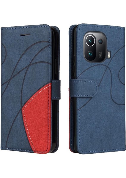 Xiaomi 11 Pro Kickstand Koruyucu Kılıf Kart ile Iki Renkli Dikiş (Yurt Dışından)