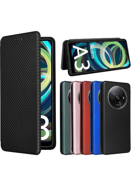Kart Tutucu Kickstand ile Xiaomi Redmi A3 Manyetik Karbon Fiber Için Kılıf (Yurt Dışından)