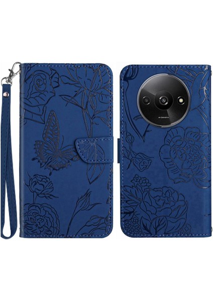 Bilek Kayışı ile Xiaomi Redmi A3 Için Kılıf Pu Deri Kapak Çevirin Çiçekler (Yurt Dışından)