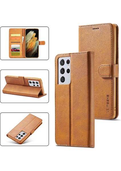 Samsung Galaxy S21 Ultra Kart Yuvaları Cüzdan Tutucu ile Buzağı Flip (Yurt Dışından)