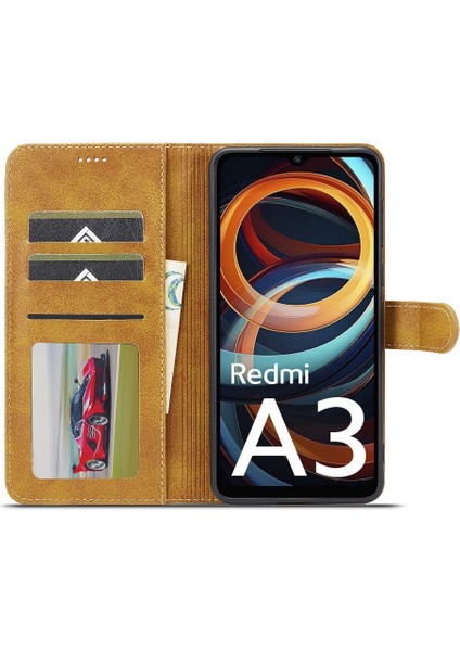 Xiaomi Redmi A3 Kart Yuvaları Cüzdan Tutucu ile Buzağı Doku Flip (Yurt Dışından) modelleri