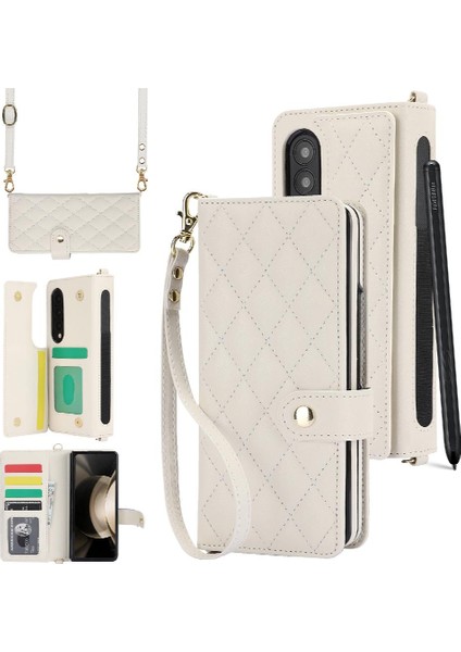 Samsung Galaxy Z Fold 3 Crossbody Tarzı 5 Kart Yuvaları ile Standı (Yurt Dışından)