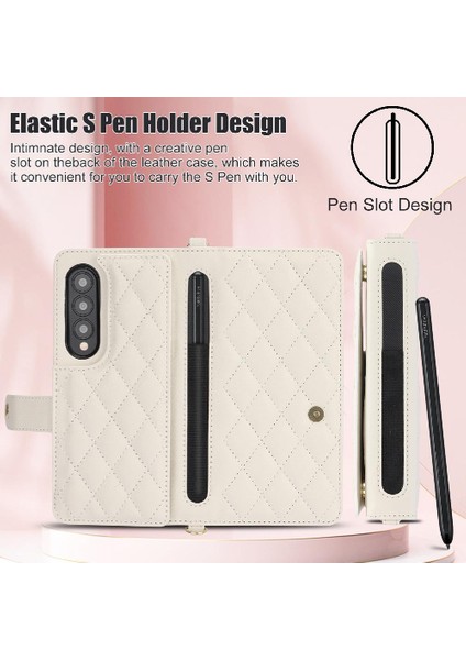 Samsung Galaxy Z Fold 3 Crossbody Tarzı 5 Kart Yuvaları ile Standı (Yurt Dışından)