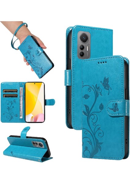 El Kayışı ile Xiaomi 12 Lite Için Kılıf Kabartmalı Kelebek Cüzdan Telefon (Yurt Dışından)