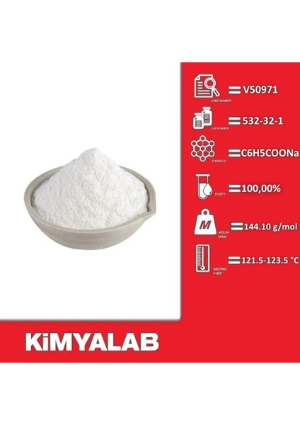 Sodyum Benzoat 4 Kg HDPE Varil - Food Grade - Sodium Benzoate - Saflık: %100 - (Cas No : 532-32-1)