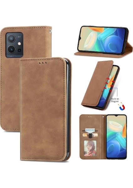 Vivo Y55 5g Fermuar Basit Iş Kordon Cüzdan Deri Kılıf (Yurt Dışından)