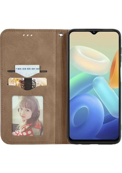 Vivo Y55 5g Fermuar Basit Iş Kordon Cüzdan Deri Kılıf (Yurt Dışından)