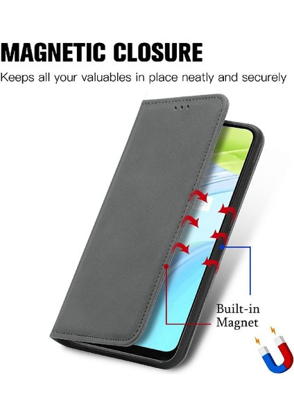 Realme C30 Fermuar Kordon Basit Iş Cüzdan Deri Kılıf (Yurt Dışından)