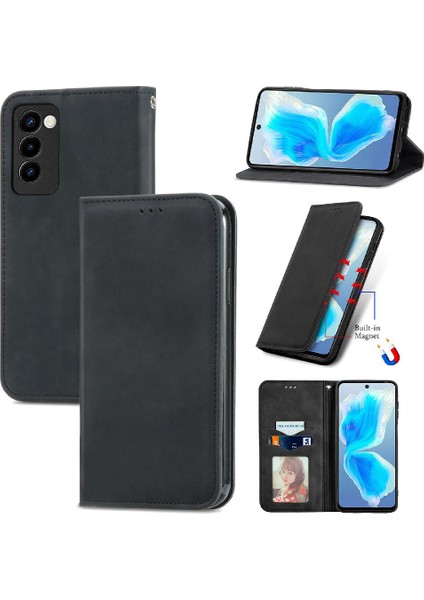 Tecno Camon 18 Deri Kılıf Fermuar Cüzdan Kordon Basit (Yurt Dışından)