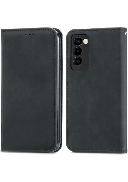 Tecno Camon 18 Deri Kılıf Fermuar Cüzdan Kordon Basit (Yurt Dışından)