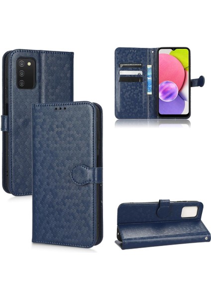 Samsung Galaxy A03S Manyetik Toka Geometrik Desen Deri Kılıf (Yurt Dışından)