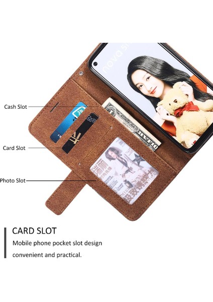 Huawei Mate 30 Lite Için Kılıf Kart Tutucu Kickstand Cüzdan Flip Folio Pu (Yurt Dışından)
