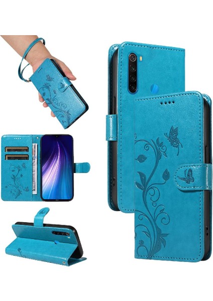 Xiaomi Redmi Için Not 8t Cüzdan Telefon Kılıfı Kabartmalı Kelebek Yüksek (Yurt Dışından)