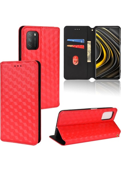 Xiaomi Poco M3 Cüzdan 3D Desen Kart Yuvaları Tutucu Pu Deri Kılıf (Yurt Dışından)