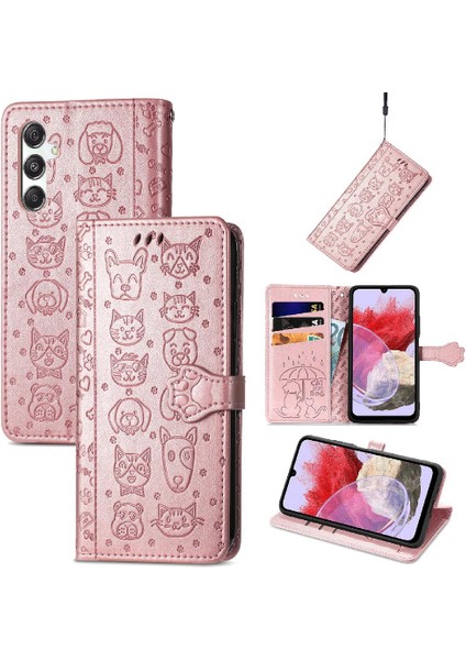 Samsung Galaxy M34 5g Flip Kapak Darbeye Karikatür Hayvanlar Için Kılıf (Yurt Dışından)