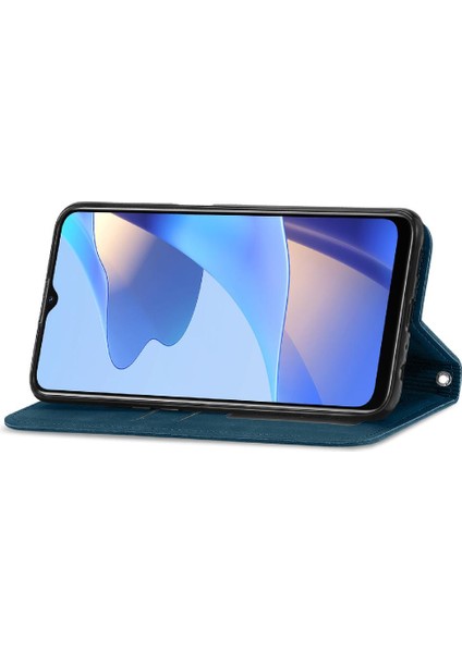 Oppo A16 Için Kılıf Deri Kılıf Cüzdan Kordon Basit Iş Fermuar (Yurt Dışından)
