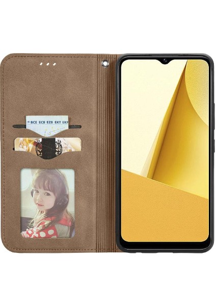 Vivo Y16 Kordon Basit Iş Fermuar Deri Çanta Cüzdan Için Kılıf (Yurt Dışından)