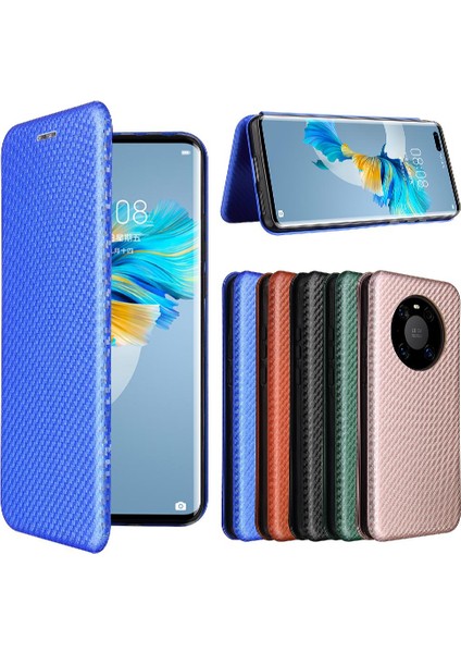 Huawei Mate 40 Pro Için Kılıf Manyetik Karbon Fiber Kart Tutucu ile Folyo (Yurt Dışından)