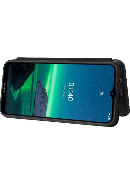 Kart Tutucu Kickstand Manyetik Karbon Fiber Kartı ile Nokia 1.4 Için Kılıf (Yurt Dışından)