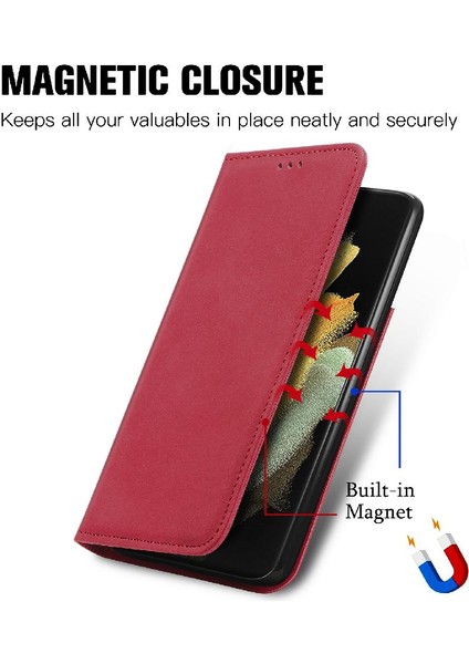 Samsung S21 Ultra Deri Kılıf Kapak Kapak Basit Iş Cüzdan (Yurt Dışından)