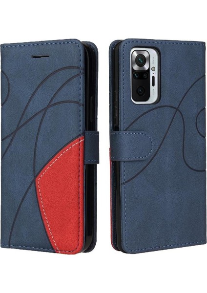 Kart Yuvası Standı Iki Renkli Pu Flip ile Xiaomi Redmi Not 10 Pro Için Kılıf (Yurt Dışından)