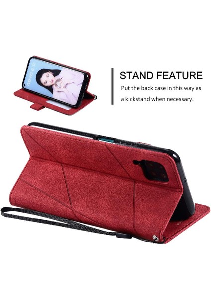 Huawei P40 Lite Darbeye Kart Tutucu Için Kickstand Pu Deri Flip Case (Yurt Dışından)