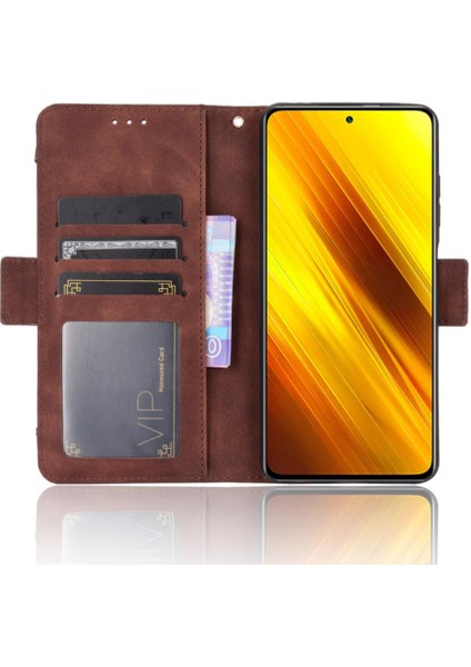 Xiaomi Poco X3 Nfc Ayarlanabilir Ayrılabilir Kart Tutucu Manyetik Kapatma Deri Cüzdan Kapak (Yurt Dışından)