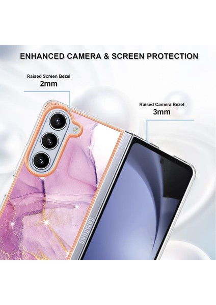 Samsung Galaxy Z Için Kılıf Fold 5 Yumuşak Tampon Mermer Desen Ince Tpu (Yurt Dışından)