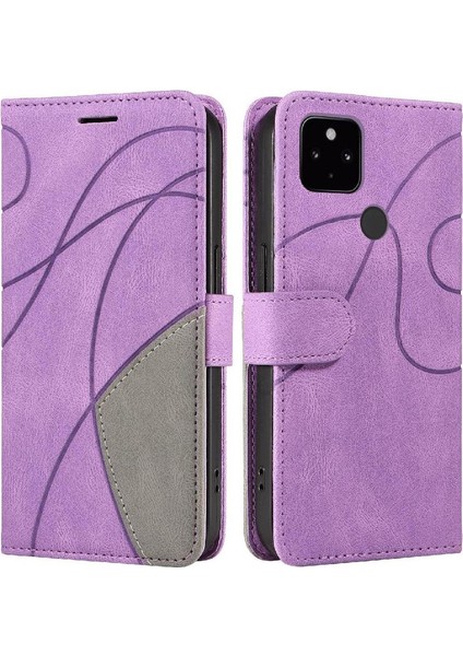 Kart Yuvası Standı ile Google Piksel 5 Için Kılıf Pu Deri Flip Folio Kılıf (Yurt Dışından)