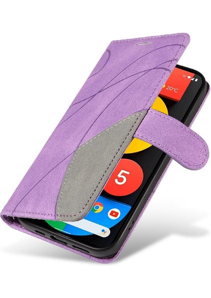 Kart Yuvası Standı ile Google Piksel 5 Için Kılıf Pu Deri Flip Folio Kılıf (Yurt Dışından)